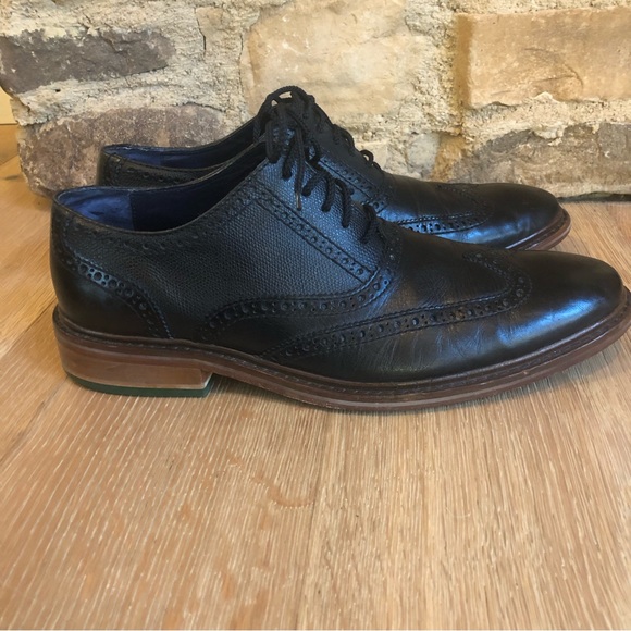 COLE HAAN Pebbled Oxford Brogue Wingtip Black shoes sz 11 price firm! main image 4